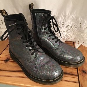 Dr. Marten Delaney Gray Slit Combat Boots